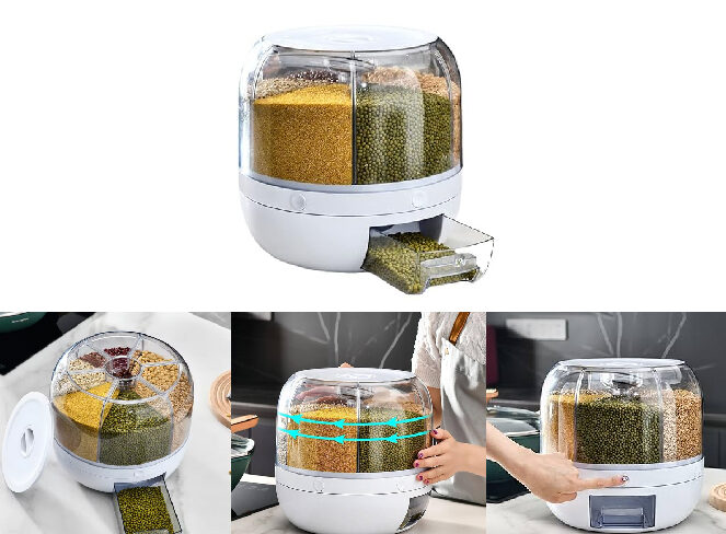 360 degree rotating 6-Grid food dispenser